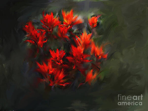 Tags: Digital Art Digital Art Art Print featuring the painting Indian Paintbrush by Barbara Milton