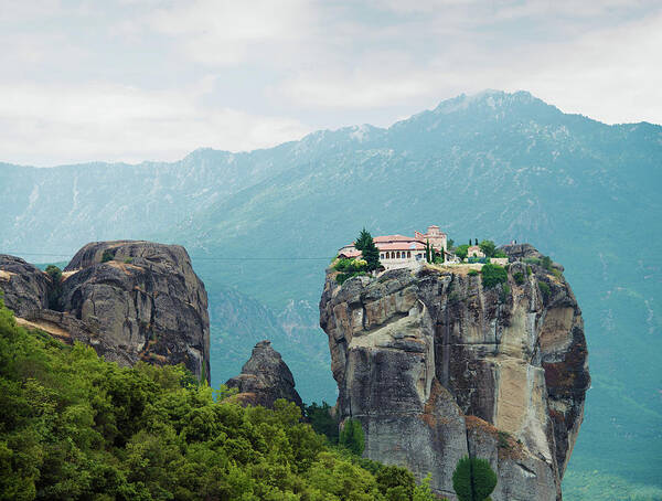 Greece Art Print featuring the photograph Monastery In The Meteora, Greece #1 by Ed Freeman