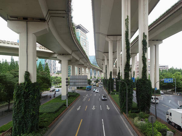 Underpass Art Print featuring the photograph Multiple Lane One Way Street In #1 by Patrick Strattner