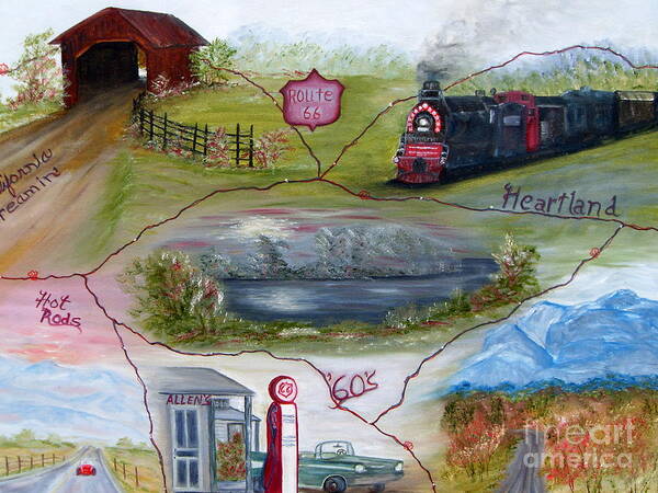 Historic Route 66 Art Print featuring the painting My Route 66 #1 by Vivian Cook