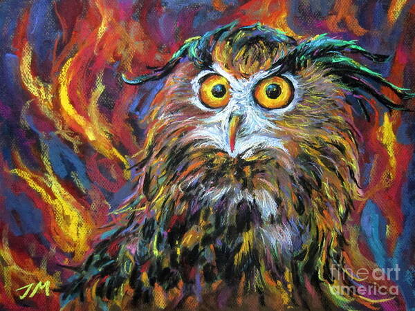 Night Owl Art Print featuring the painting Night owl #2 by Jieming Wang