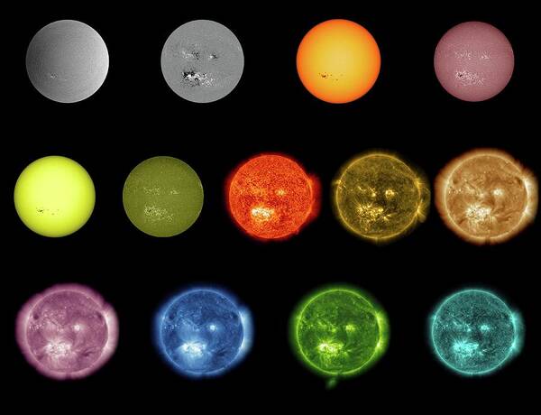 Sun Art Print featuring the photograph Sun Observed At Different Wavelengths #1 by Nasa/sdo/goddard Space Flight Center