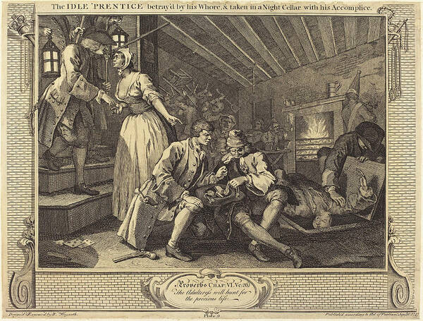 William Art Print featuring the drawing William Hogarth English, 1697 - 1764, The Idle Prentice #1 by Quint Lox