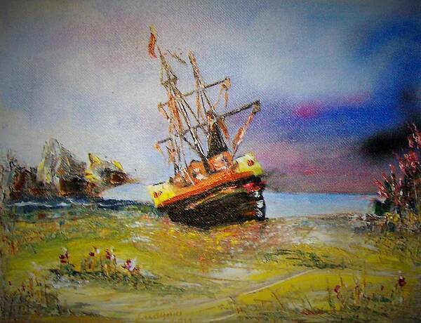 Art Art Print featuring the painting Wreck by Ryszard Ludynia