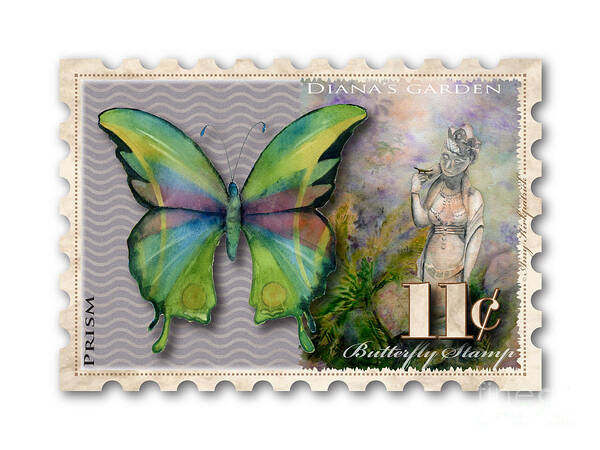 Butterfly Art Print featuring the painting 11 Cent Butterfly Stamp by Amy Kirkpatrick