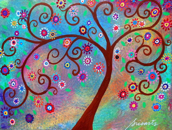 Bar Art Print featuring the painting Tree Of Life #132 by Pristine Cartera Turkus