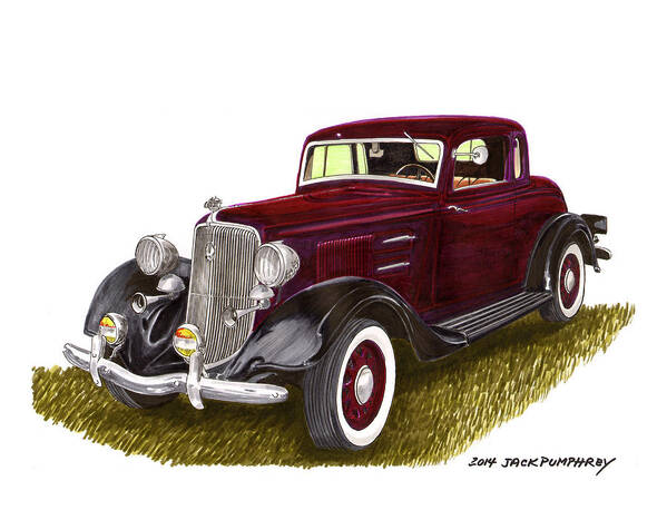 Watercolor Painting By Jack Pumphrey Of The 1934 Plymouth Pe Model Was Considered The Best Engineered Car In Its Class Art Print featuring the painting 1934 Plymouth P E Coupe by Jack Pumphrey