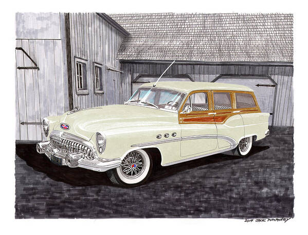 1953 Buick Woody Wagon Art Print featuring the painting 1953 Buick Estate Wagon Woody by Jack Pumphrey