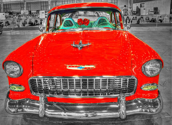 1955 Chevrolet Art Print featuring the photograph 1955 Chevrolet Red v3 by John Straton