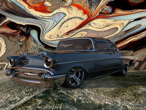 1957 Chevy Art Print featuring the digital art 1957 Chevy Bel Air by Louis Ferreira