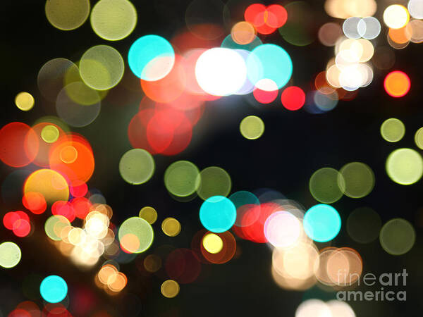 Red Art Print featuring the photograph Abstract Colorful Round Bokeh Lights #3 by Beverly Claire Kaiya