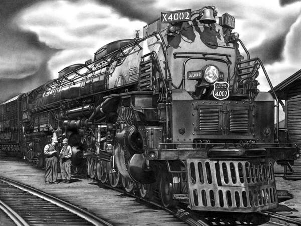 Train Art Print featuring the drawing Big Boy #2 by Jerry Winick