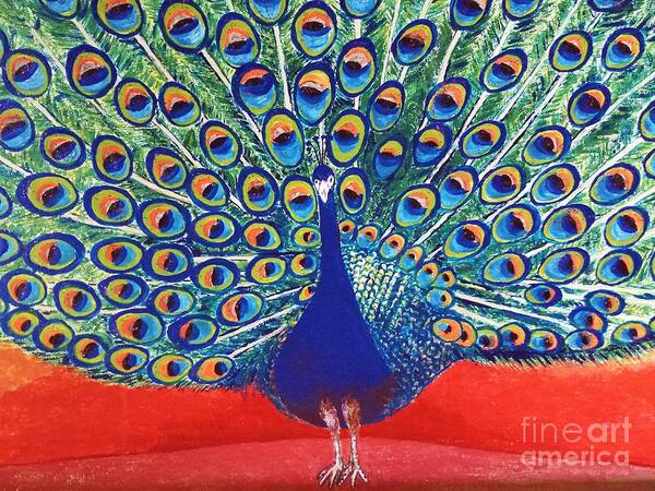 Paintings Art Print featuring the painting Blue Peacock #2 by Jasna Gopic