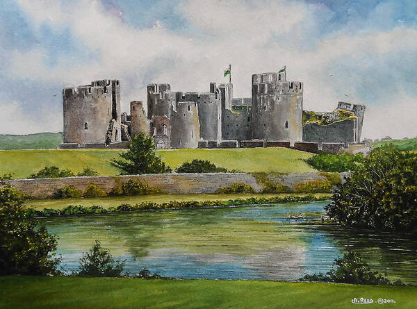 Caerphilly Castle Art Print featuring the painting Caerphilly Castle #5 by Andrew Read