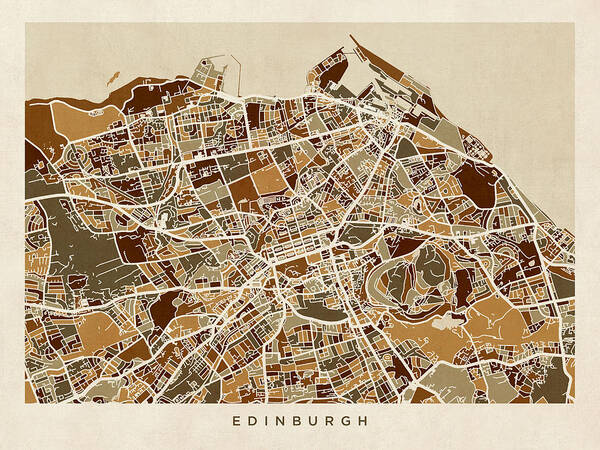 Street Map Art Print featuring the digital art Edinburgh Street Map #2 by Michael Tompsett