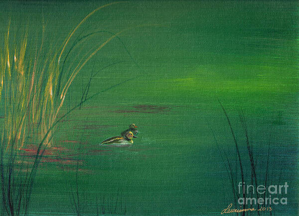 Ducks Art Print featuring the painting Golden Glow by Laurianna Taylor