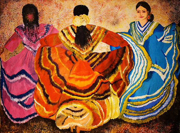 Hispanic Art Print featuring the painting Mexican Fiesta by Sushobha Jenner