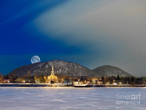 Blue Art Print featuring the photograph Mont Saint Hilaire Quebec Winter #2 by Laurent Lucuix