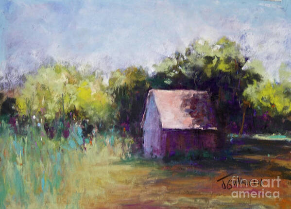 Shed Art Print featuring the pastel Red Shed #2 by Joyce Guariglia