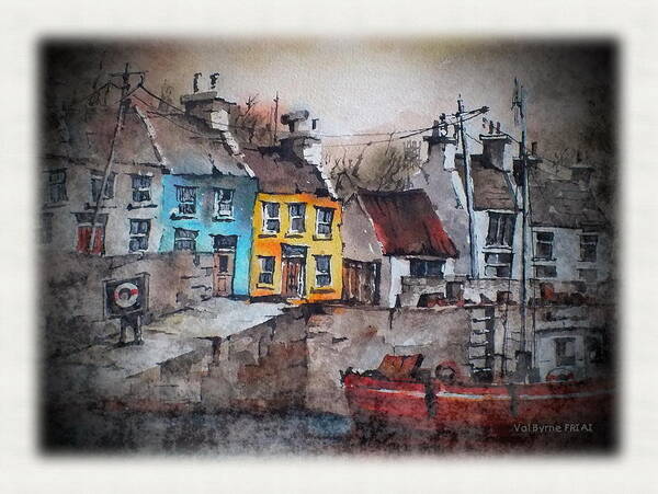 Ireland Art Print featuring the mixed media Roundstone Harbour Galway #2 by Val Byrne