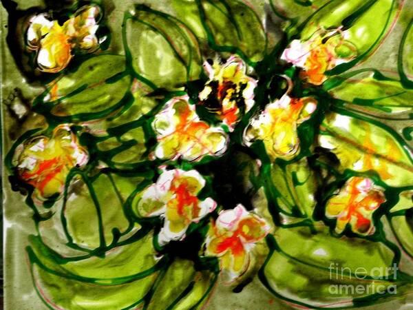 Floral Art Print featuring the painting Zenmoksha Flowers #2666 by Baljit Chadha