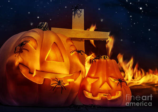 Halloween Art Print featuring the photograph Creepy Halloween night #3 by Anna Om