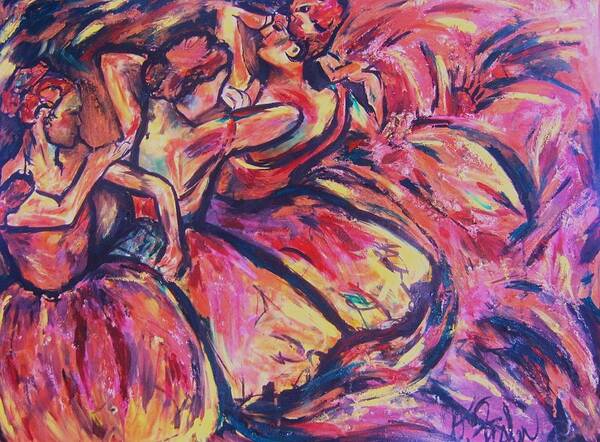 Dancers Art Print featuring the painting Dancers by Dawn Caravetta Fisher