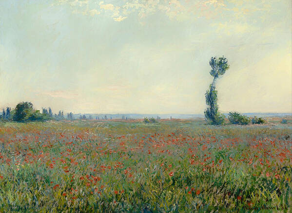 Claude Monet Art Print featuring the painting Poppy Field #17 by Claude Monet