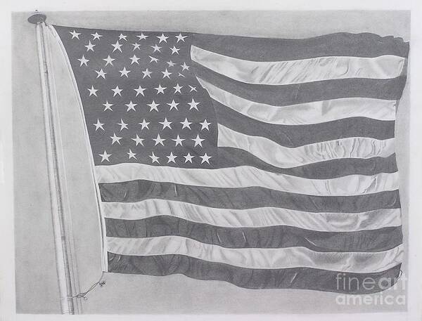 Flag Art Print featuring the pastel 50 Stars 13 Stripes by Wil Golden