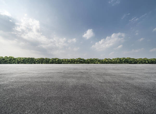Tranquility Art Print featuring the photograph Empty Parking Lot #7 by Copyright Xinzheng. All Rights Reserved.