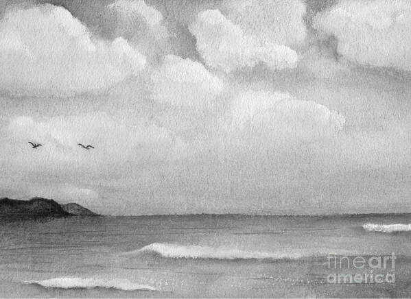 Ocean. Landscape Art Print featuring the painting A Cool Day by Carolyn Curtice