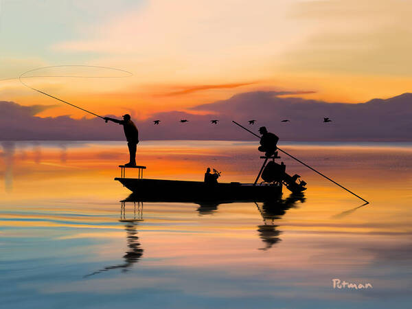 Fishing Art Print featuring the digital art A Glorious Day by Kevin Putman