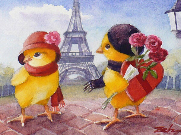 Valentine Art Art Print featuring the painting A Paris Valentine by Janet Zeh