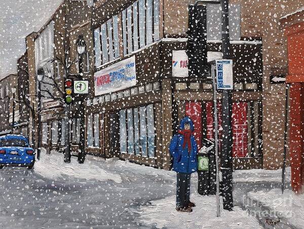 Verdun Winter Scenes Art Print featuring the painting A Snowy Day on Wellington by Reb Frost