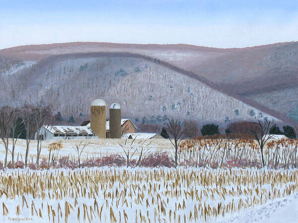 Pennsylvania Farm Art Print featuring the painting Abandoned Farm in the Mountain's Shadow by Barb Pennypacker