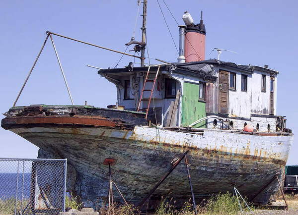 Old Boat Art Print featuring the photograph Abandoned Relic Boat by Cathy Anderson