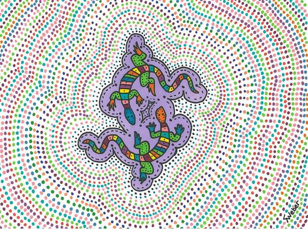 Gecko Art Print featuring the painting Aboriginal Gecko Lizard by Susie Weber