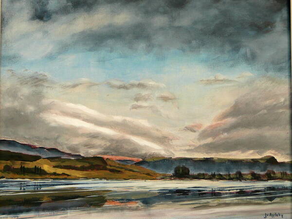 Loch Venachar Art Print featuring the painting Across the Loch by Jo Appleby