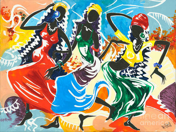 Canvas Prints Art Print featuring the painting African Dancers No. 2 by Elisabeta Hermann