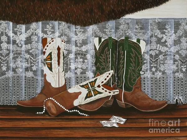 Cowboy Art Print featuring the painting After the Rodeo Dance by Jennifer Lake