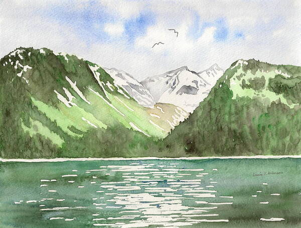 Alaska Art Print featuring the painting Alaska Kenai Fjords by Laurie Anderson