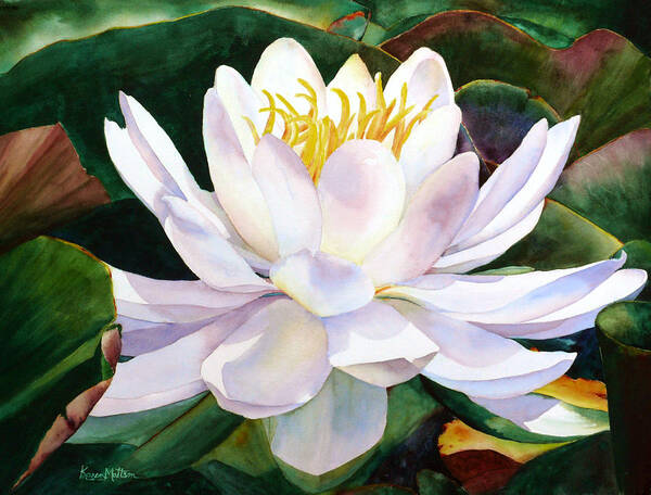 White Art Print featuring the painting Alba Flora by Karen Mattson