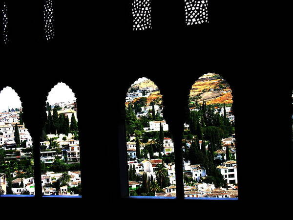Alhambra Art Print featuring the photograph Alhambra windows Grenada Spain by Jacqueline M Lewis