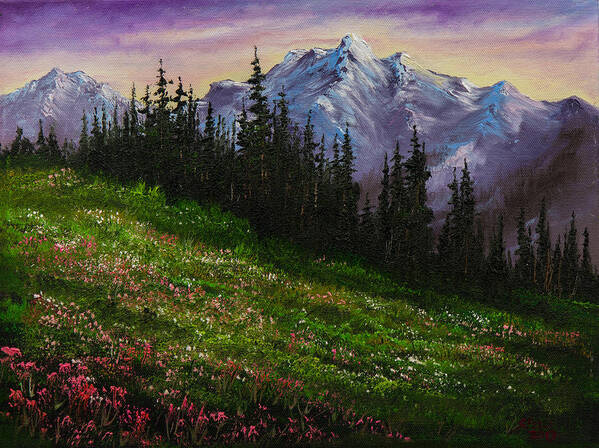 Landscape Art Print featuring the painting Alpine Meadow by Chris Steele