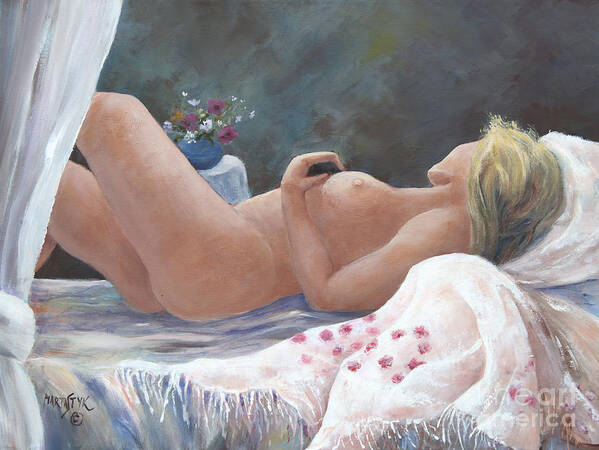 New Images 24 Febr. 2012 Woman Art Print featuring the painting Another Hot Day by Marta Styk
