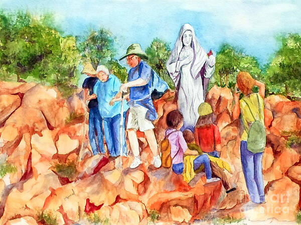 Blessed Virgin Art Print featuring the painting Apparition Hill Medjugorje by Vicki Housel