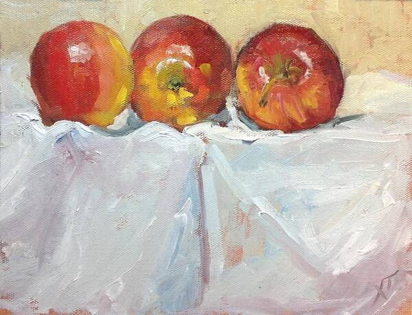 Apples Art Print featuring the painting Apples in a Row by Christy Sawyer