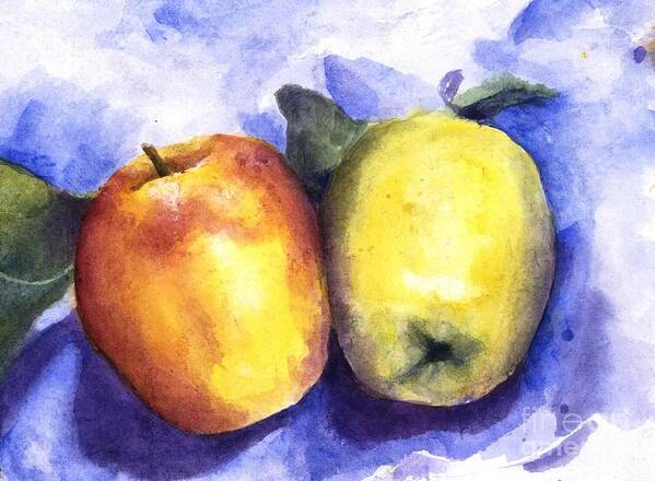 Apples Art Print featuring the painting Apples Paired by Maria Hunt