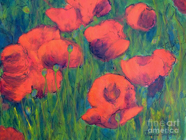 Poppies Art Print featuring the painting April Poppies 2 by Jackie Sherwood