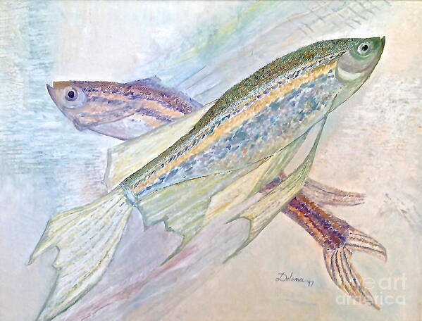 Fish Artwork Painting Art Print featuring the painting Aquatic dance by Delona Seserman